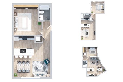 Floor plan for 1 bed, 1 bath, 774 sqft